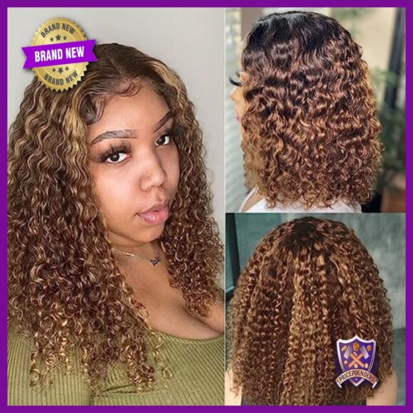 14 Inch Glueless Curly Bob Wig Human Hair Pre Plucked HD Lace Front main image 5